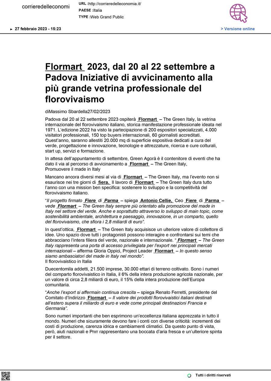 27/02/2023 – corrieredelleconomia.it